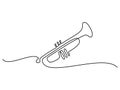 Musical classical trumpet, classic acoustic music instrument,