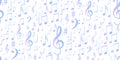 Musical colorful notes seamless pattern