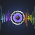 Musical Concept. Audio Speaker and Equalizer on Royalty Free Stock Photo