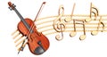 Musical concept. Violin receiver with music notes, 3d rendering