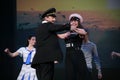 Musical dance number with a nautical theme performed by the actors of the troupe of the St. Petersburg music hall. Royalty Free Stock Photo