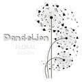 Musical dandelion. Floral design.