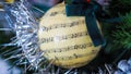 Musical decorative objects, hanging decoration, music sheets, scores