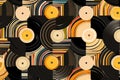 Musical design record seamless vinyl pattern retro vintage sound disco