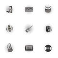 Musical device icons set, pop-art style Royalty Free Stock Photo