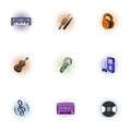 Musical device icons set, pop-art style Royalty Free Stock Photo