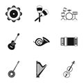 Musical device icons set, simple style