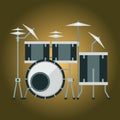 Musical drum kit wood rhythm music instrument series percussion musician performance vector illustration Royalty Free Stock Photo