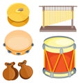 Musical drum wood rhythm music instrument series set of percussion vector illustration Royalty Free Stock Photo