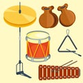 Musical drum wood rhythm music instrument series set of percussion vector illustration Royalty Free Stock Photo