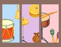 Musical drum wood rhythm music instrument series set of percussion vector illustration Royalty Free Stock Photo