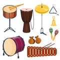 Musical drum wood rhythm music instrument series set of percussion vector illustration Royalty Free Stock Photo