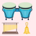 Musical drum wood rhythm music instrument series set of percussion vector illustration Royalty Free Stock Photo