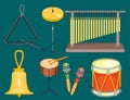 Musical drum wood rhythm music instrument series set of percussion vector illustration Royalty Free Stock Photo