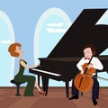 Musical duet with piano and violoncello