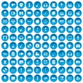 100 musical education icons set blue