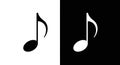Musical Eighth Note Icon in Black and White Contrast Royalty Free Stock Photo