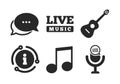 Musical elements icon. Microphone, Music note. Vector Royalty Free Stock Photo
