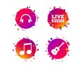 Musical elements icon. Music note and guitar. Vector Royalty Free Stock Photo