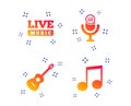 Musical elements icon. Microphone, Music note. Vector Royalty Free Stock Photo