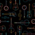 Musical equipment hand drawn outline seamless pattern