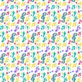 Musical flat vector seamless pattern