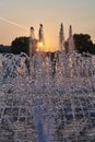 Musical fountain on Horseshoe Island at sunset Royalty Free Stock Photo