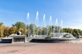 Musical fountain in the square of Peter the Great. Lipetsk. Russ Royalty Free Stock Photo