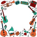 Musical frame. Hand drawn musical icon set. Vector Royalty Free Stock Photo