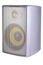 Musical gray speaker on white background Royalty Free Stock Photo