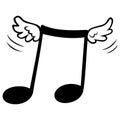 Musical Half Note Quaver Music Symbol Wings Flying