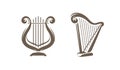 Musical harp, lyre symbol or logo. Classical music concept vector illustration Royalty Free Stock Photo