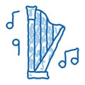 musical harp doodle icon hand drawn illustration