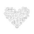 Musical Heart line art design