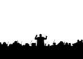 Musical illustration. Silhouette of a symphony orchestra.