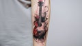 Musical Ink: Guitar Tattoo on Arm Resonates with Melodic Harmony