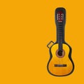 Musical instrument - Acoustic classic guitar from above on a har