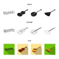 Musical instrument black,flat,outline icons in set collection for design. String and Wind instrument isometric vector Royalty Free Stock Photo