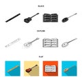 Musical instrument black,flat,outline icons in set collection for design. String and Wind instrument isometric vector Royalty Free Stock Photo
