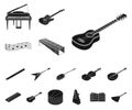 Musical instrument black icons in set collection for design. String and Wind instrument isometric vector symbol stock Royalty Free Stock Photo