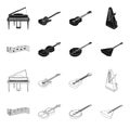 Musical instrument black,outline icons in set collection for design. String and Wind instrument isometric vector symbol Royalty Free Stock Photo