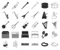 Musical instrument black,outline icons in set collection for design. String and Wind instrument vector symbol stock web Royalty Free Stock Photo