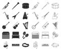 Musical instrument black,outline icons in set collection for design. String and Wind instrument vector symbol stock web Royalty Free Stock Photo