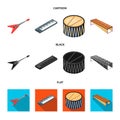 Musical instrument cartoon,black,flat icons in set collection for design. String and Wind instrument isometric vector Royalty Free Stock Photo