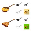 Musical instrument cartoon,black,flat,monochrome,outline icons in set collection for design. String and Wind instrument Royalty Free Stock Photo