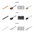 Musical instrument cartoon,black,outline icons in set collection for design. String and Wind instrument isometric vector Royalty Free Stock Photo