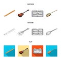 Musical instrument cartoon,outline,flat icons in set collection for design. String and Wind instrument isometric vector Royalty Free Stock Photo