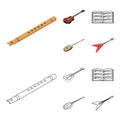 Musical instrument cartoon,outline icons in set collection for design. String and Wind instrument isometric vector Royalty Free Stock Photo