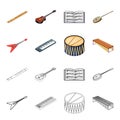 Musical instrument cartoon,outline icons in set collection for design. String and Wind instrument isometric vector Royalty Free Stock Photo