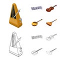 Musical instrument cartoon,outline icons in set collection for design. String and Wind instrument isometric vector Royalty Free Stock Photo